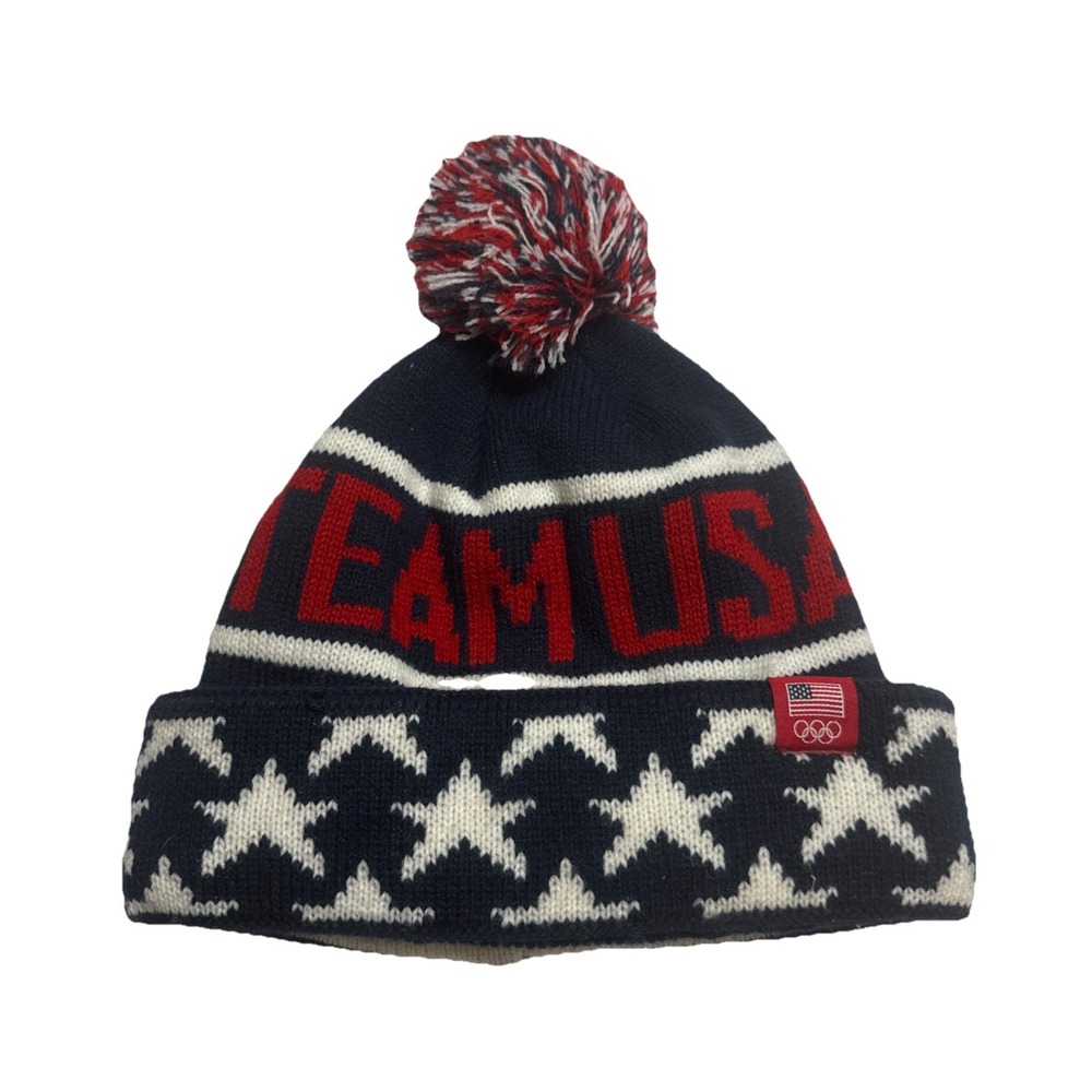 Team USA Olympic Team Apparel Beanie Hat Navy Blue Stars Pom Fall 2017 S/131814